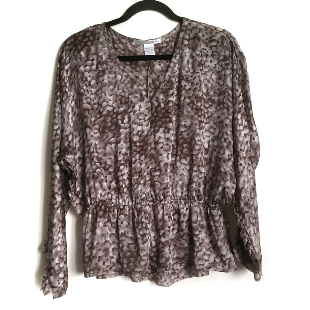 Truly Dear Blouses Size L Brown Print
